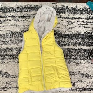 Lime colored fluffy vest.